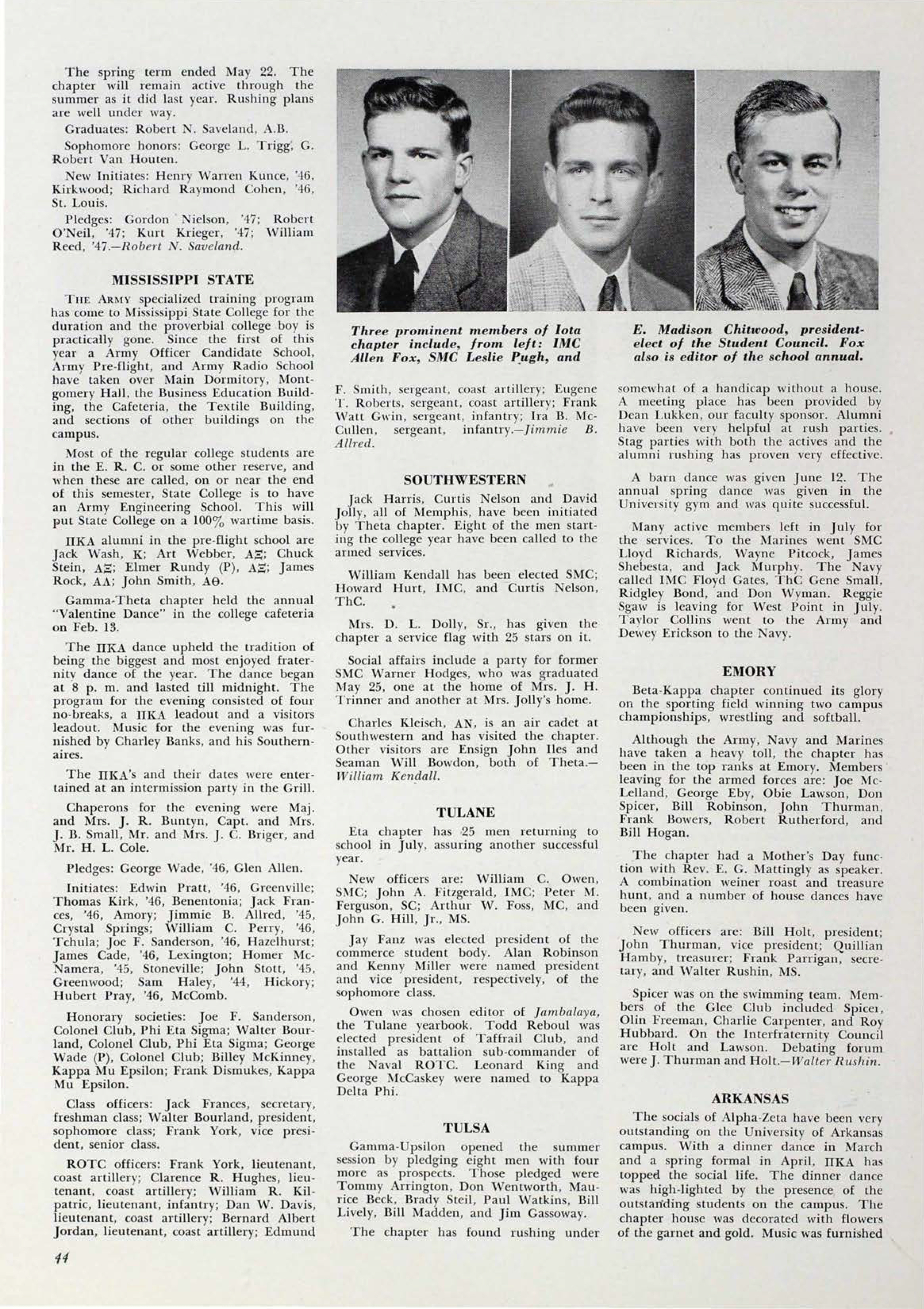 Active Chapter Reports: Tulsa, July 1943